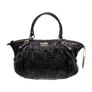 Coach Madison Sophia Satchel 18643 Black Gathered Leather Purse Gold Hardware